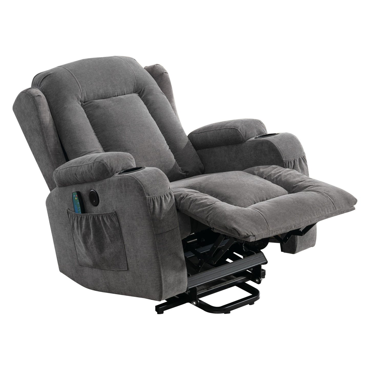 Power Lift Recliner Chair Recliners for Elderly with Heat and Massage Recliner Chair for Living Room with Infinite Position and Side Pocket,USB Charge Port(GREY)