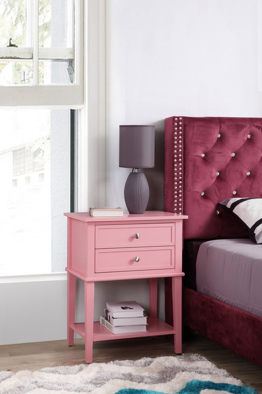 Contemporary Pink Nightstand With Open Shelf