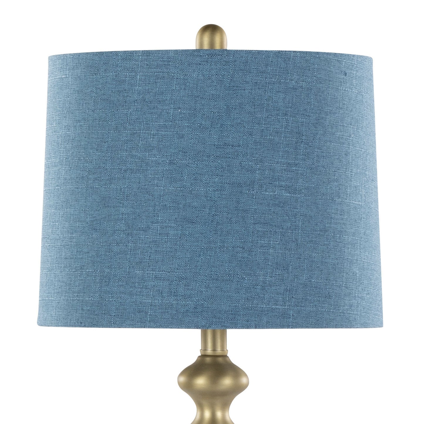 Ashland 27" Contemporary Metal Table Lamp in Gold Metal with Moroccan Blue Textured Slub Linen Shade from Grandview Gallery by LumiSource - Set of 2