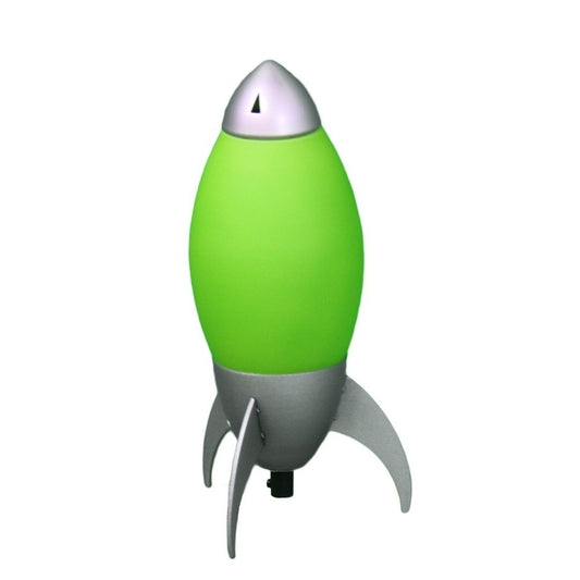 10.5" Tall Acrylic Kids Table Lamp, Rocket Ship design, Green