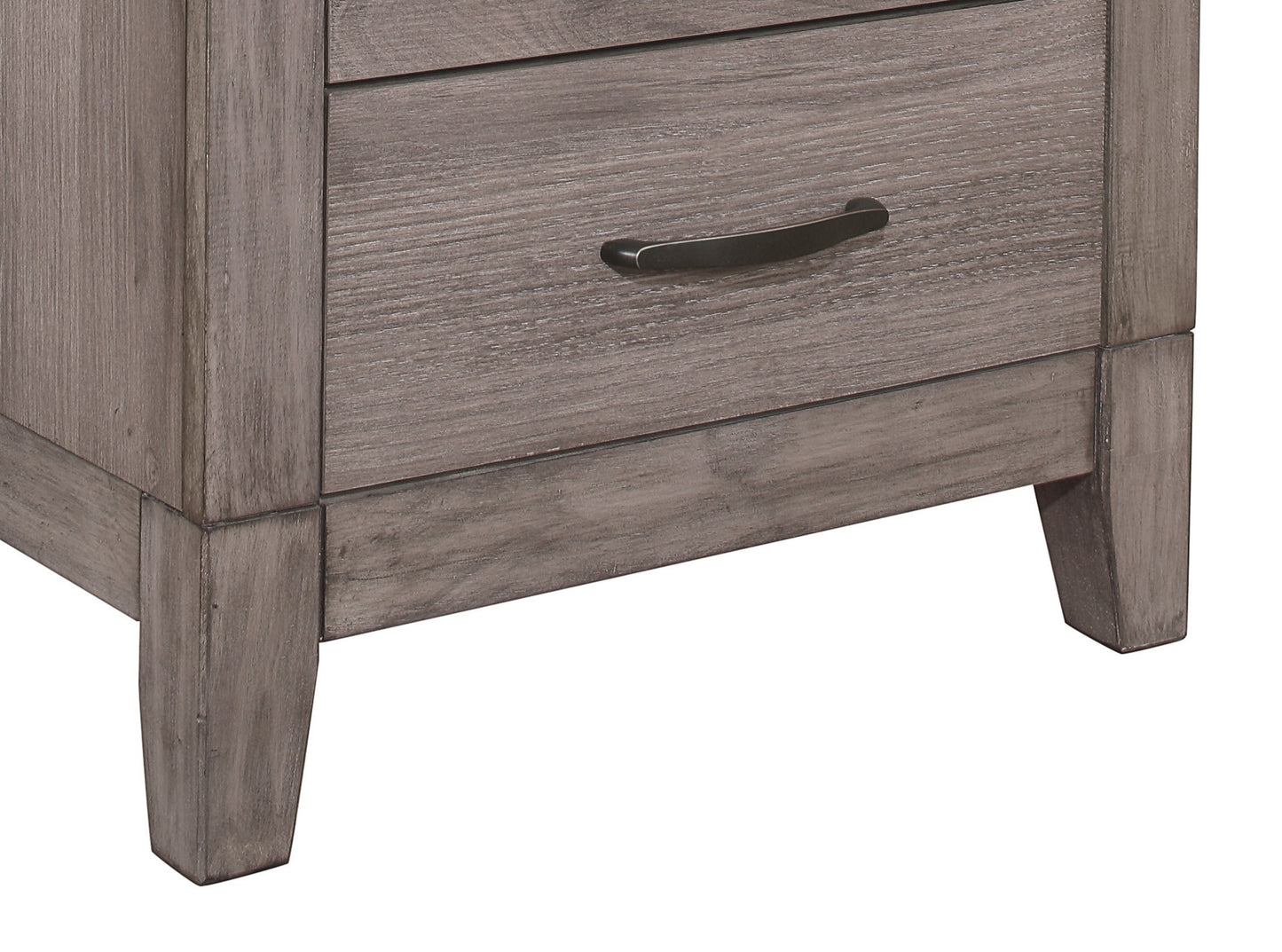 Brownish Gray Finish 1pc Nightstand Melamine Laminate 2x Drawers Dark Metal Hardware Bed Side Table