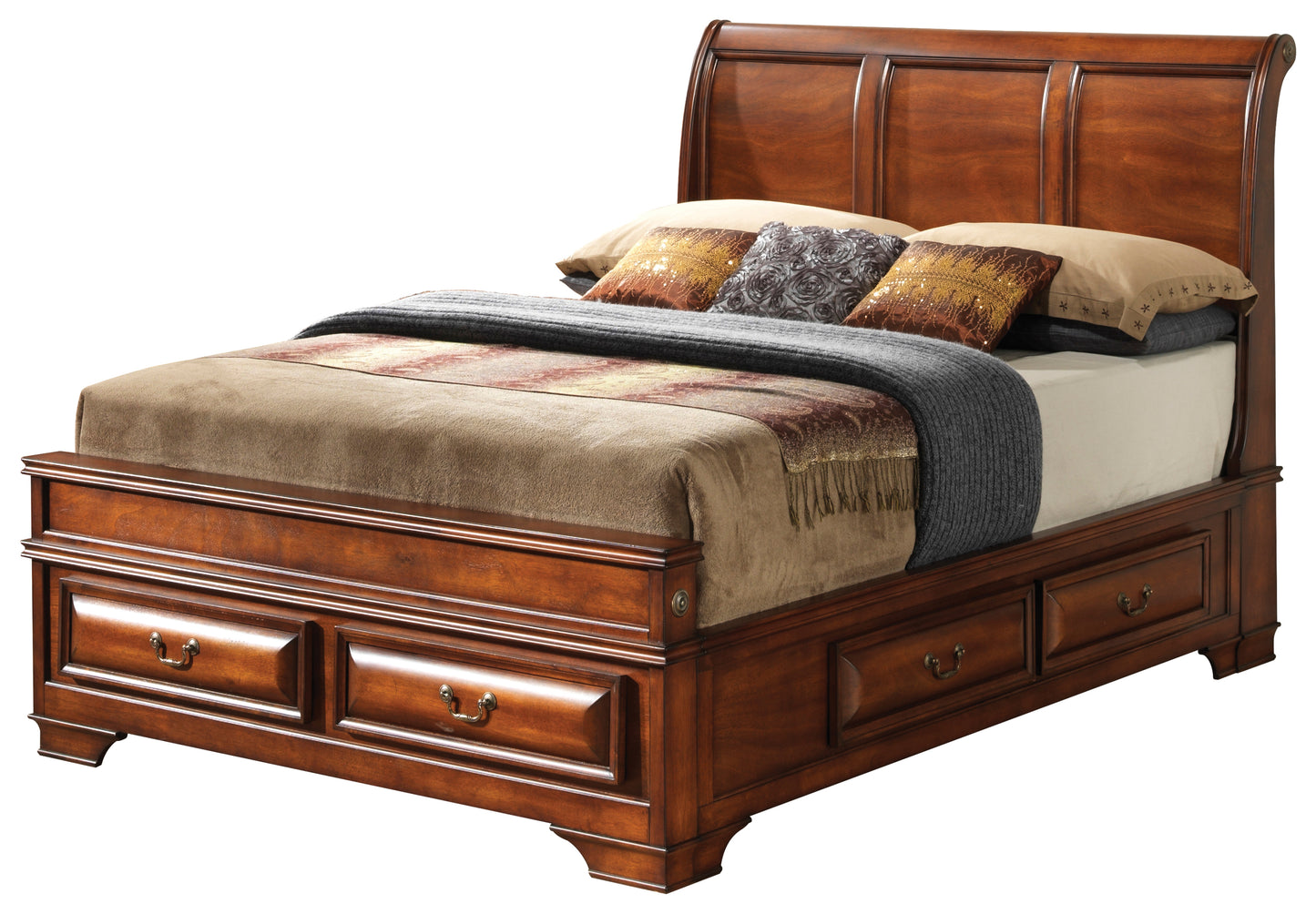 Elegant King Storage Bed In Oak Finish
