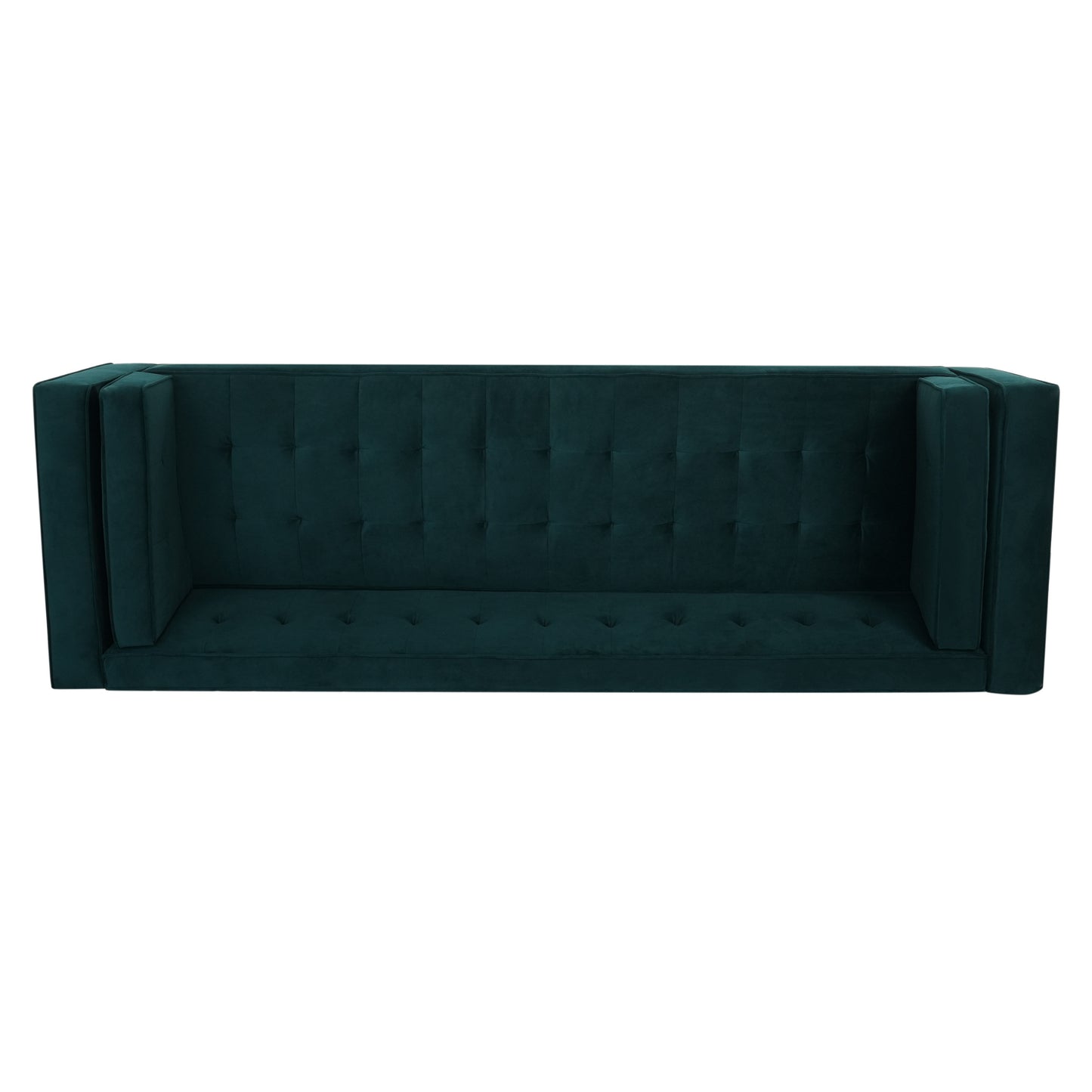 3-Seater Sofa, Upholstered Tufted Coach, Velvet Sofa, Green