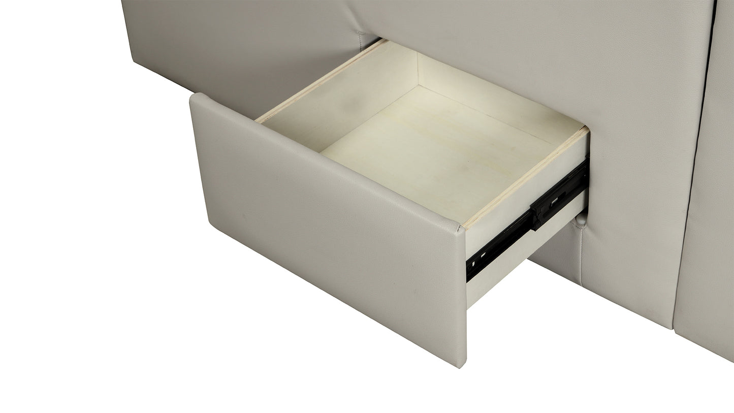 Smart Multifunctional Queen Size Bed Made with Wood in Beige