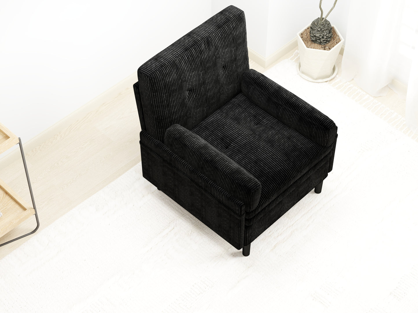 Black Multi-Functional Adjustable Futon, Convertible Lounge Chair and Guest Bed