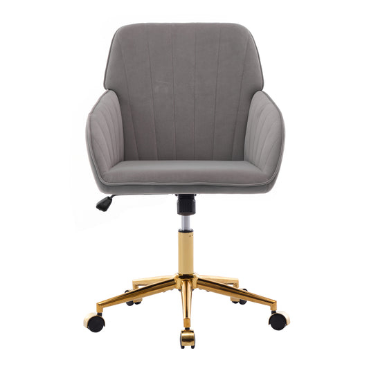 TY Adjustable Office Chair, Ergonomic Swivel Chair, Gray Velvet, Comfortable for Long Sitting