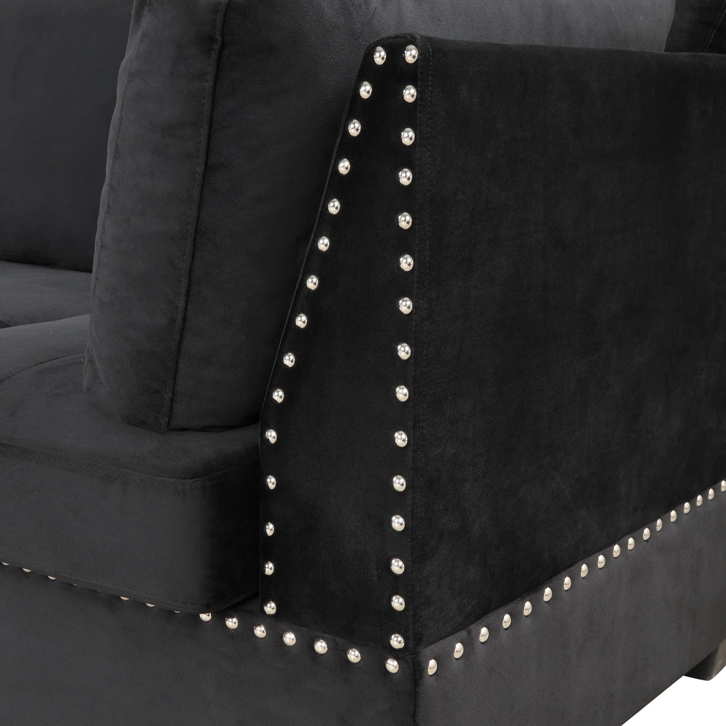 104.5" Reversible Sectional Sofa Space Saving with Storage Ottoman Rivet Ornament L-
shape Couch for Small or Large Space Dorm Apartment,Black(Old:SG000406AAA)