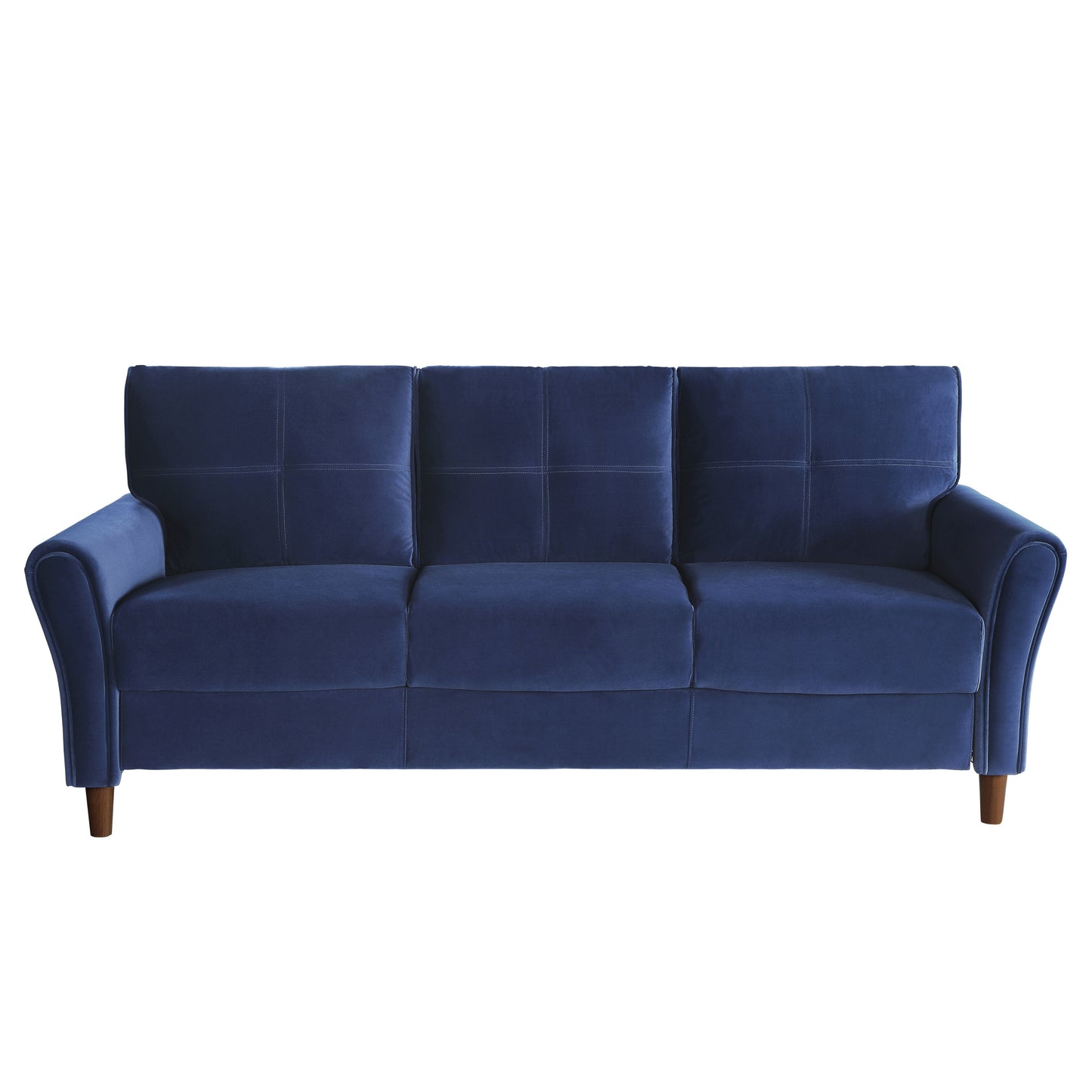 Modern Living Room Sofa Set 2pcs Comfort Sofa Loveseat Plush Seatbacks Tufted Detail Blue Velvet Upholstery Solid Wood Frame Furniture