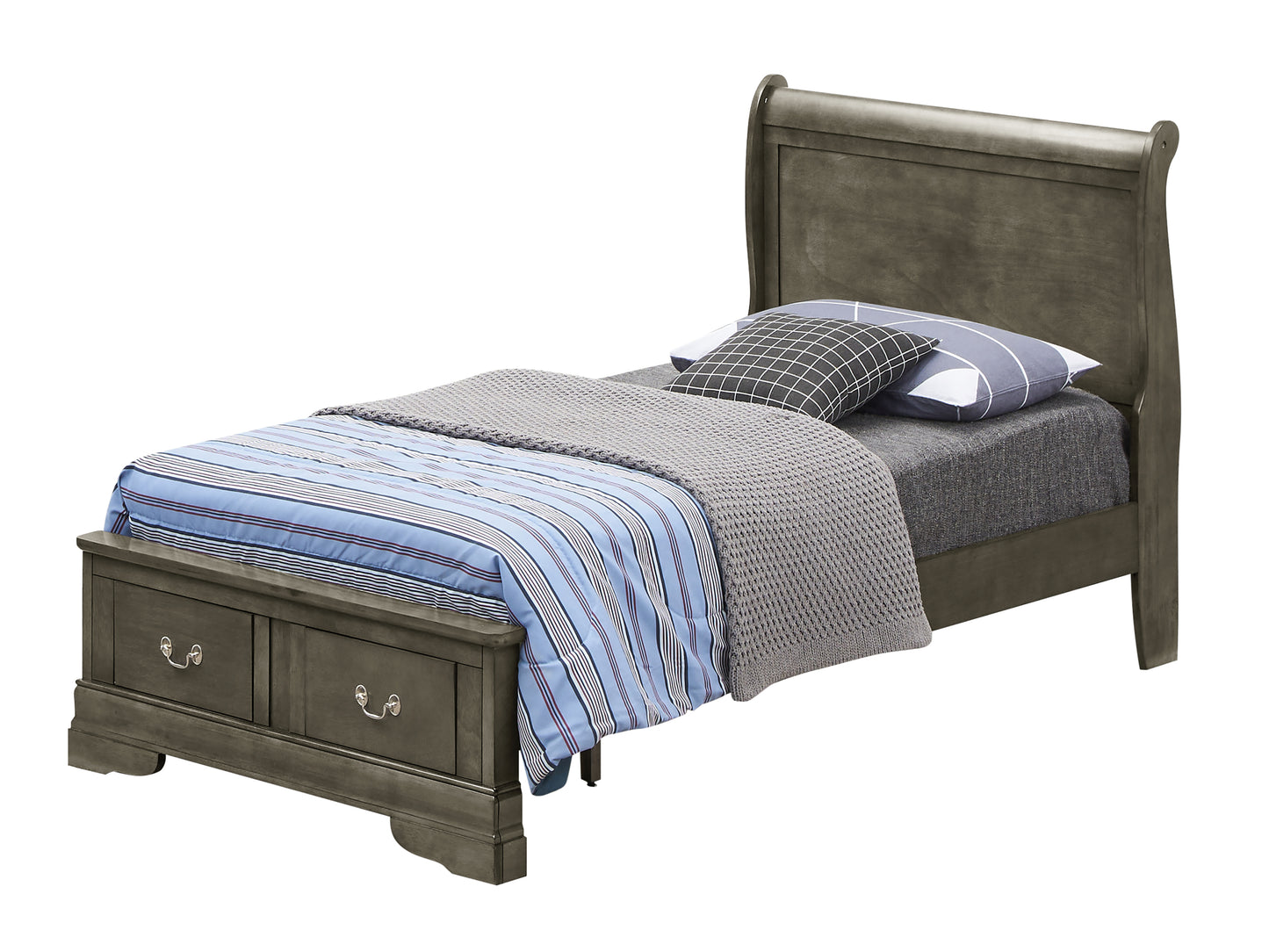 Elegant King Storage Bed In Gray Finish