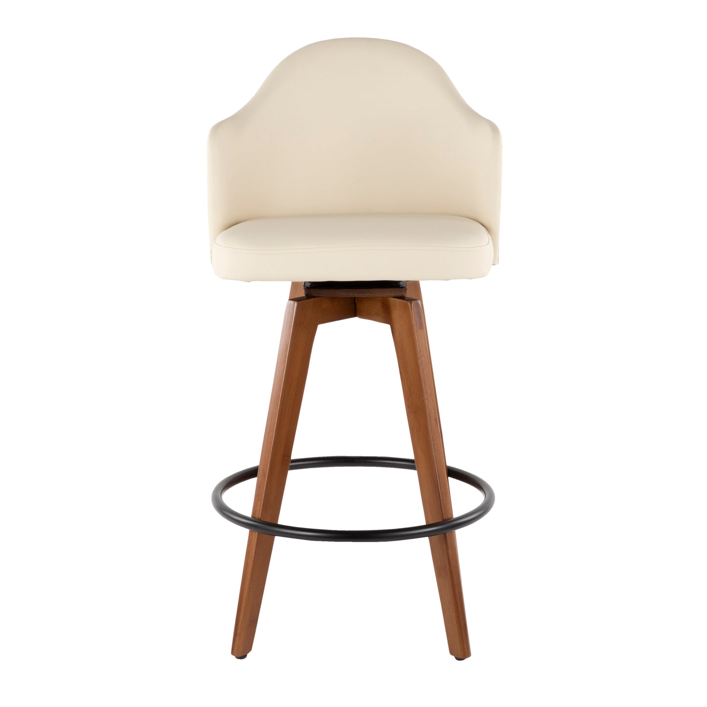 Ahoy Mid-Century Counter Stool in Walnut and Cream Faux Leather by LumiSource