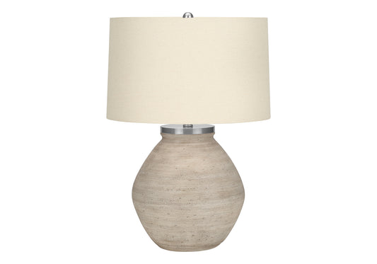 Lighting, 25'h, Table Lamp, Cream Concrete, Beige Shade, Contemporary