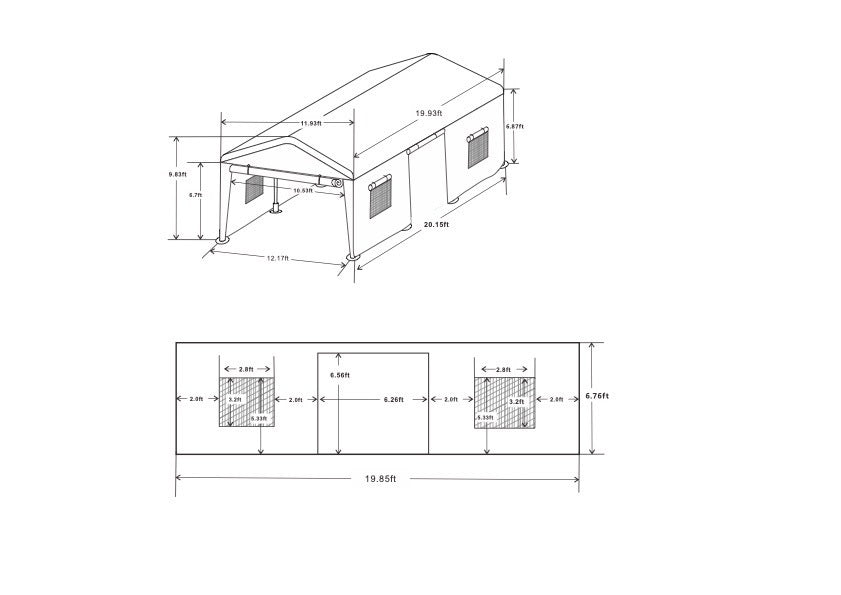 12x20ft  heavy duty outdoor portable garage ventilated canopy carports