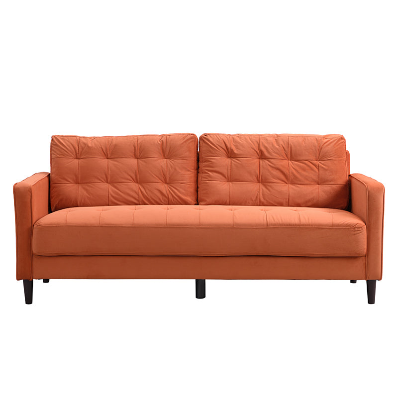 74" High Resilience three seater Sofa, Wooden Frame 3 Seat Sofa, Comfy , Modern Upholstered Sofa, Living Room Bedroom Apartment , Orange