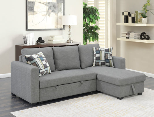 Pensole Gray Reversible Pop-Up Sleeper Sectional