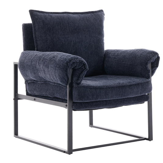 Golden Leg Adjustable Frame Sofa in Dark Blue Chenille, 31.5 x 28.5 x 34.65 inches