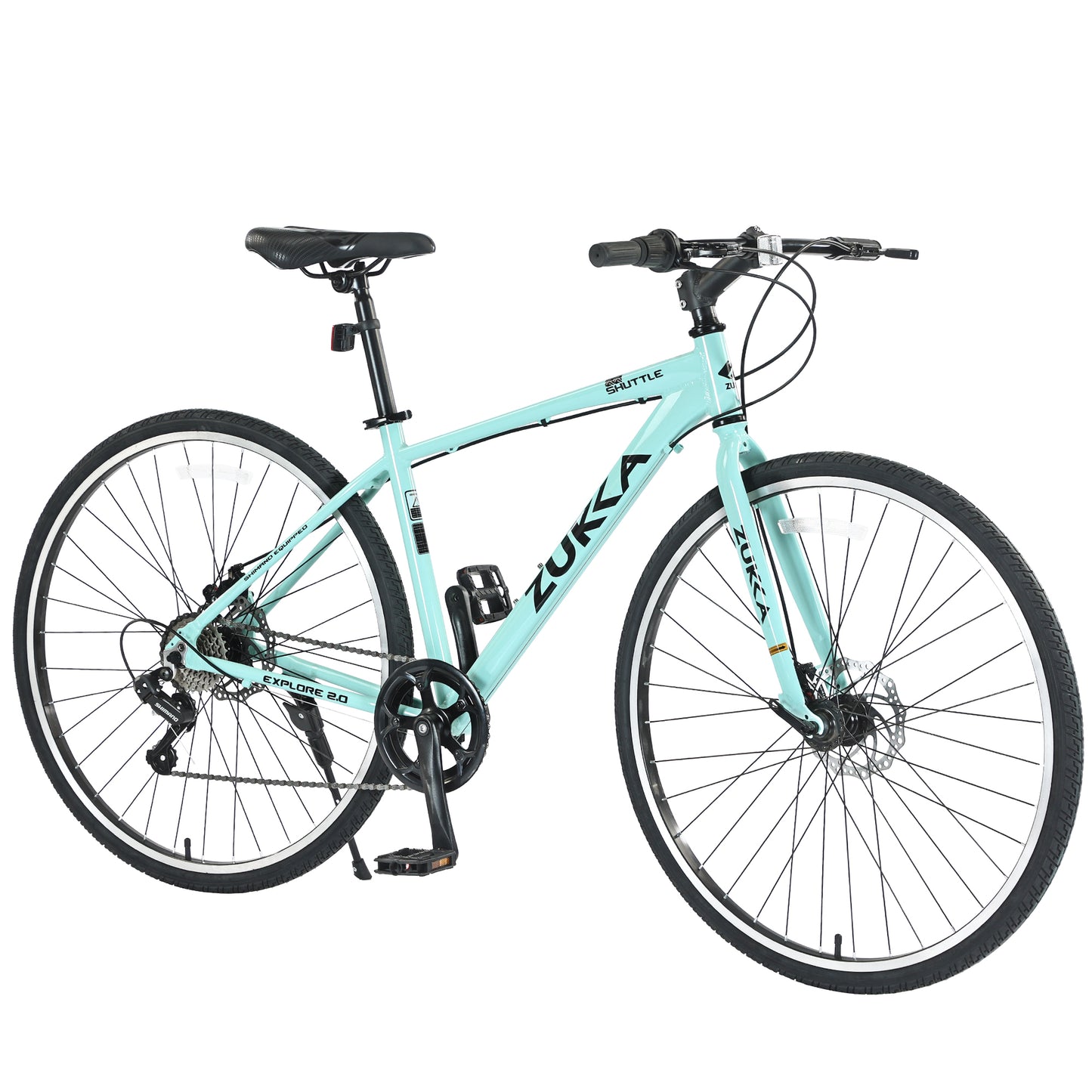 Shimano 7 Speed Hybrid Bike Aluminum Alloy Frame Double Disc Brakes 700C Road Bike For men women's City Bicycle
