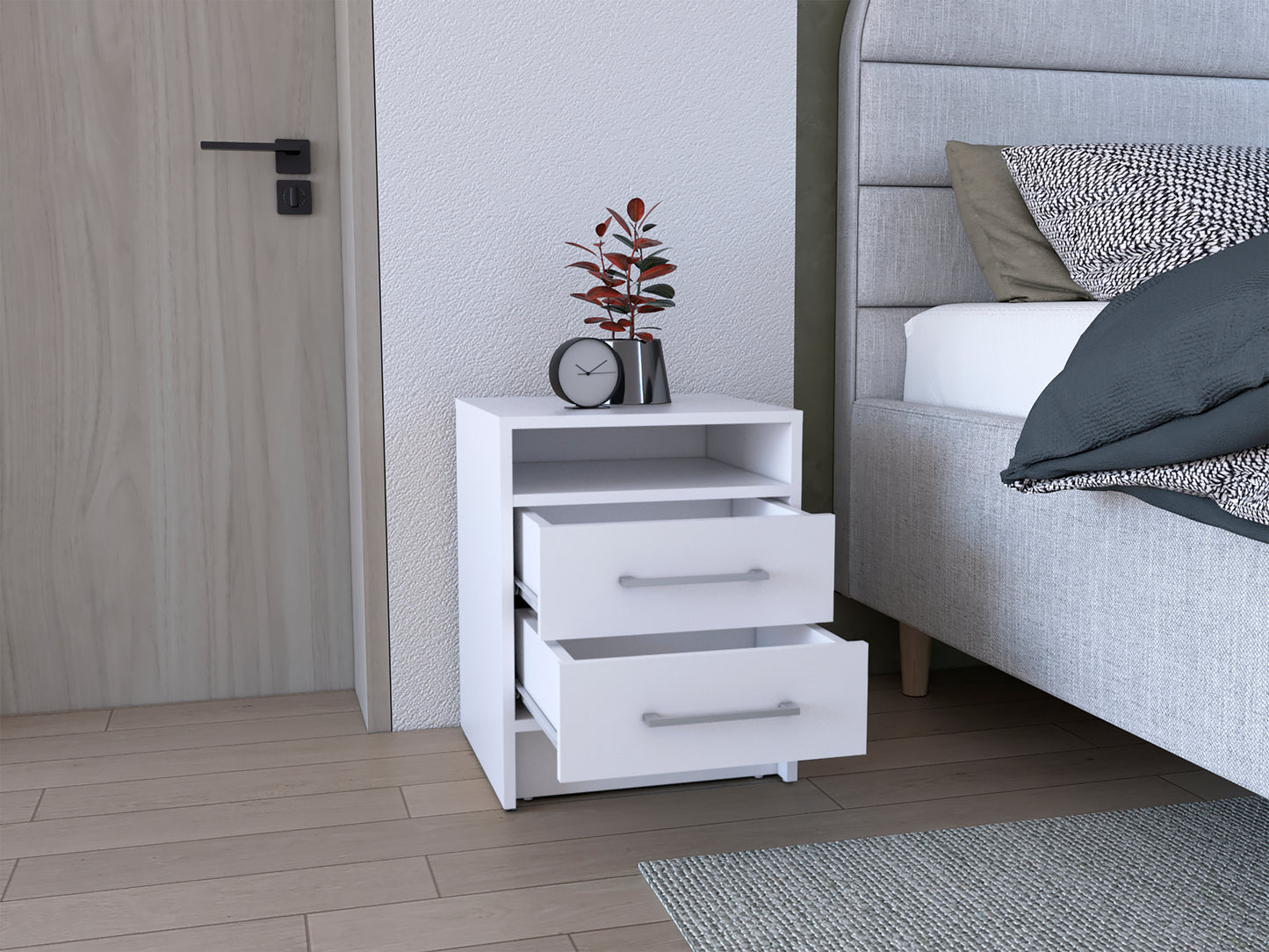 Greter 24"  Two-Drawer Night Stand  With open shelf