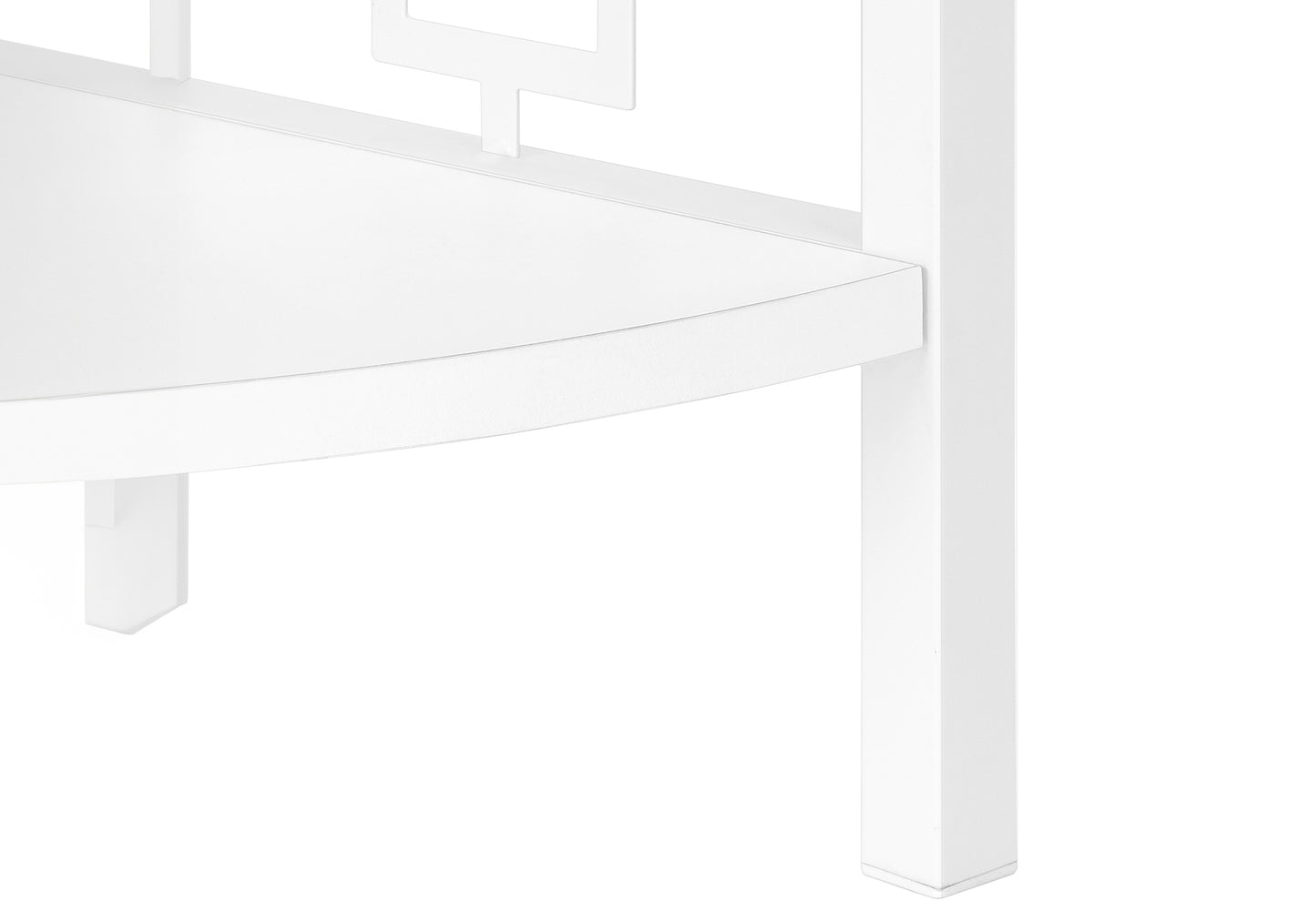 Bookshelf, Bookcase, Etagere, Corner, 4 Tier, 62"h, Office, Bedroom, White Laminate, White Metal, Transitional