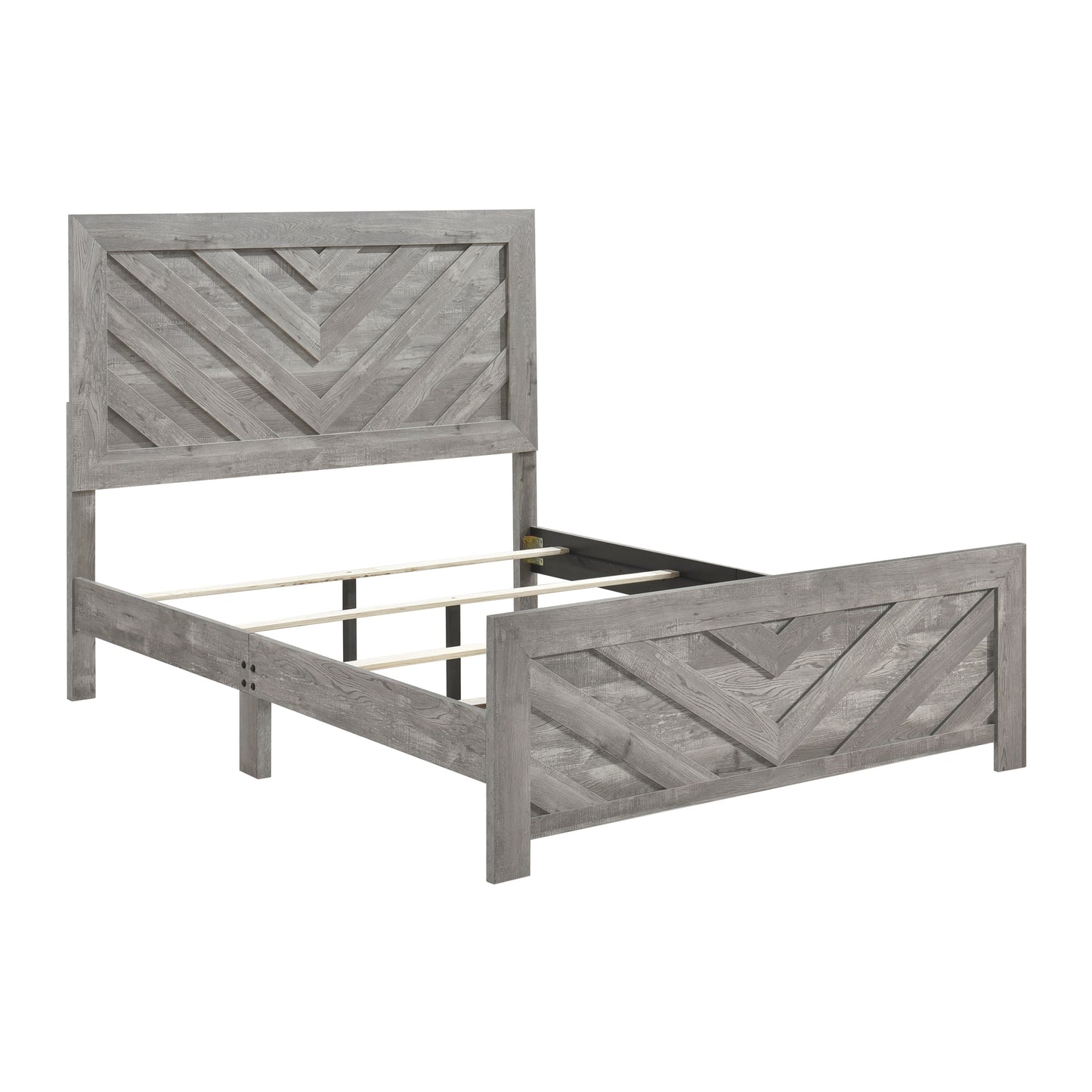 Contemporary Rustic Gray Finish Queen Size Panel Bed Wooden Bedroom Furniture 1pc, Bed in a Box