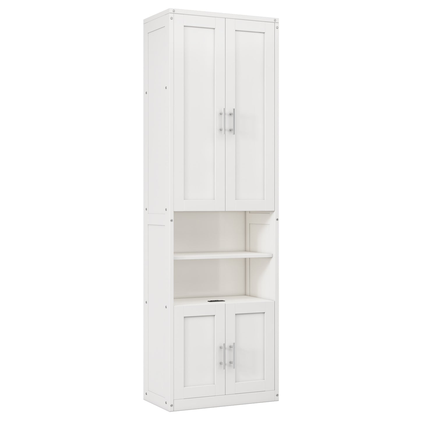 Queen Size Murphy Bed with 1 Side Cabinet Storage Shelf, 68-inch Cabinet Bed Folding Wall Bed with Desk Combo Perfect for Guest Room, Study, Office,White(old sku:BS300192AAC)