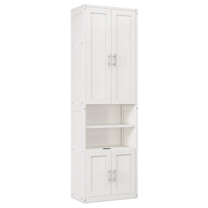 Queen Size Murphy Bed with 2 Side Cabinet Storage Shelves, 68-inch Cabinet Bed Folding Wall Bed with Desk Combo Perfect for Guest Room, Study, Office,White(old sku:BS400192AAC)