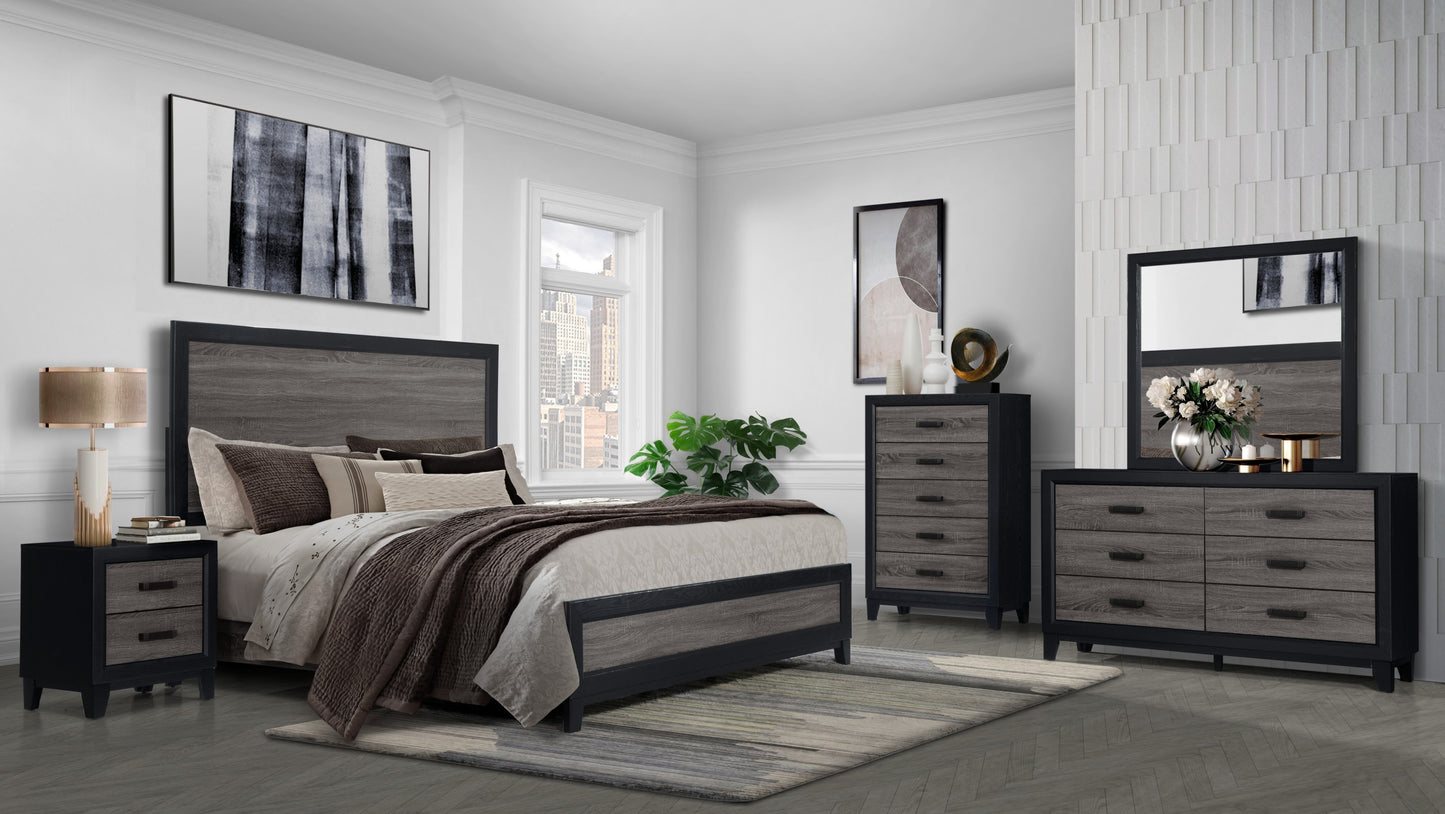 SOLUTO GREY AND BLACK QUEEN BED