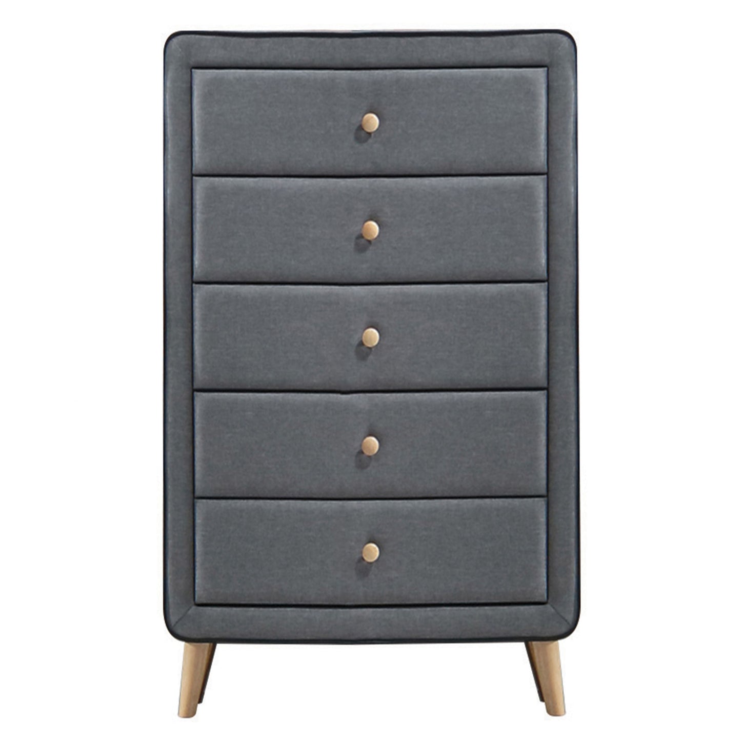 Light Grey Upholstered 5-drawer Chest