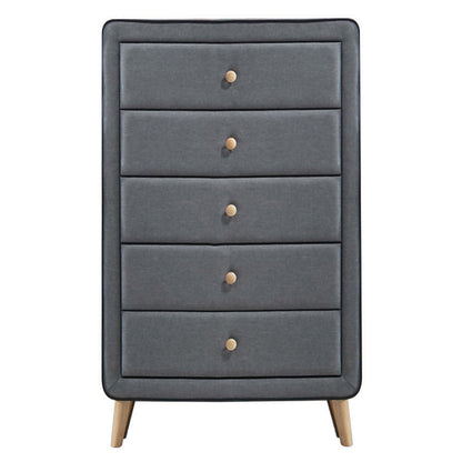 Light Grey Upholstered 5-drawer Chest