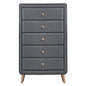 Light Grey Upholstered 5-drawer Chest