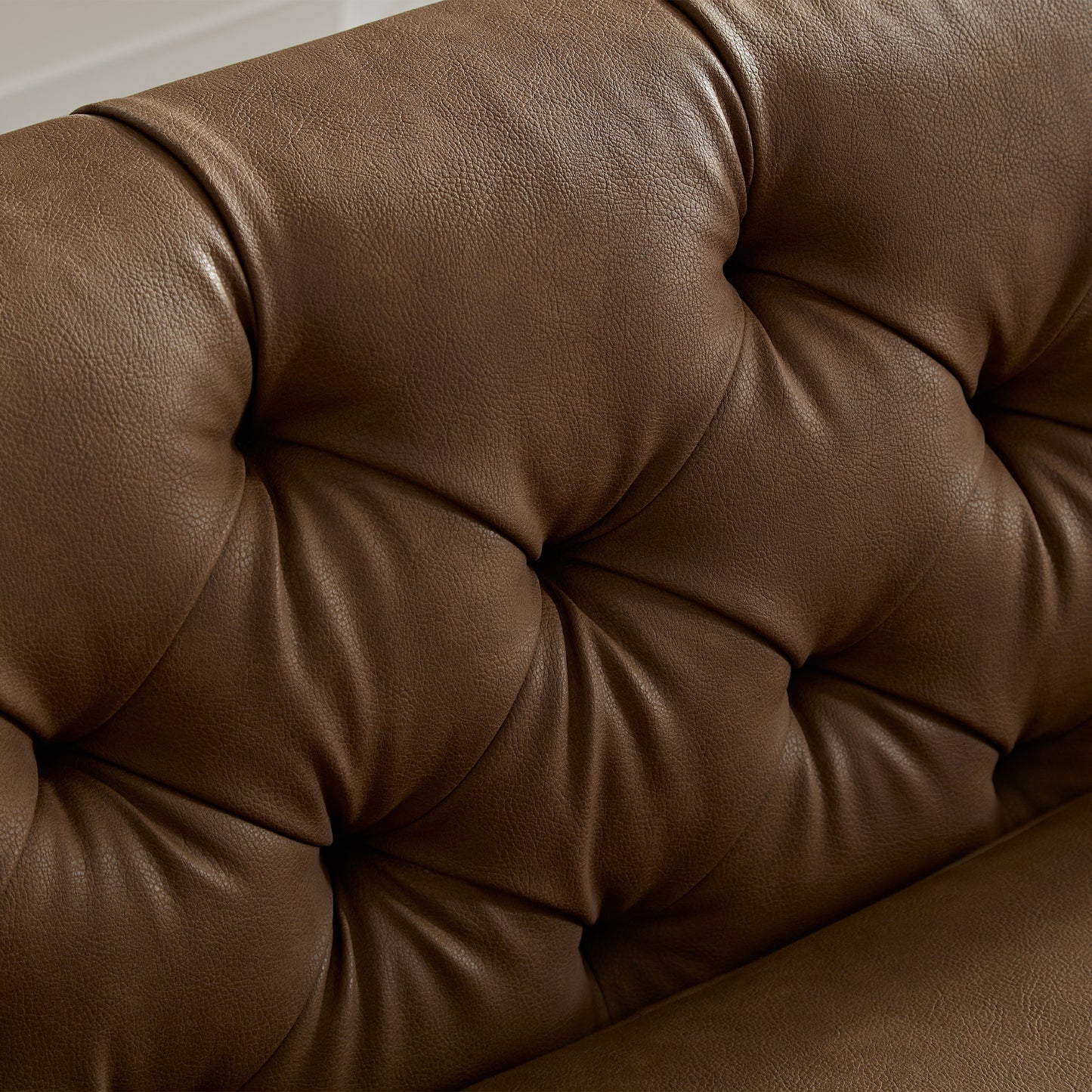 WKS5B brown leather sofa with iron feet, retro design