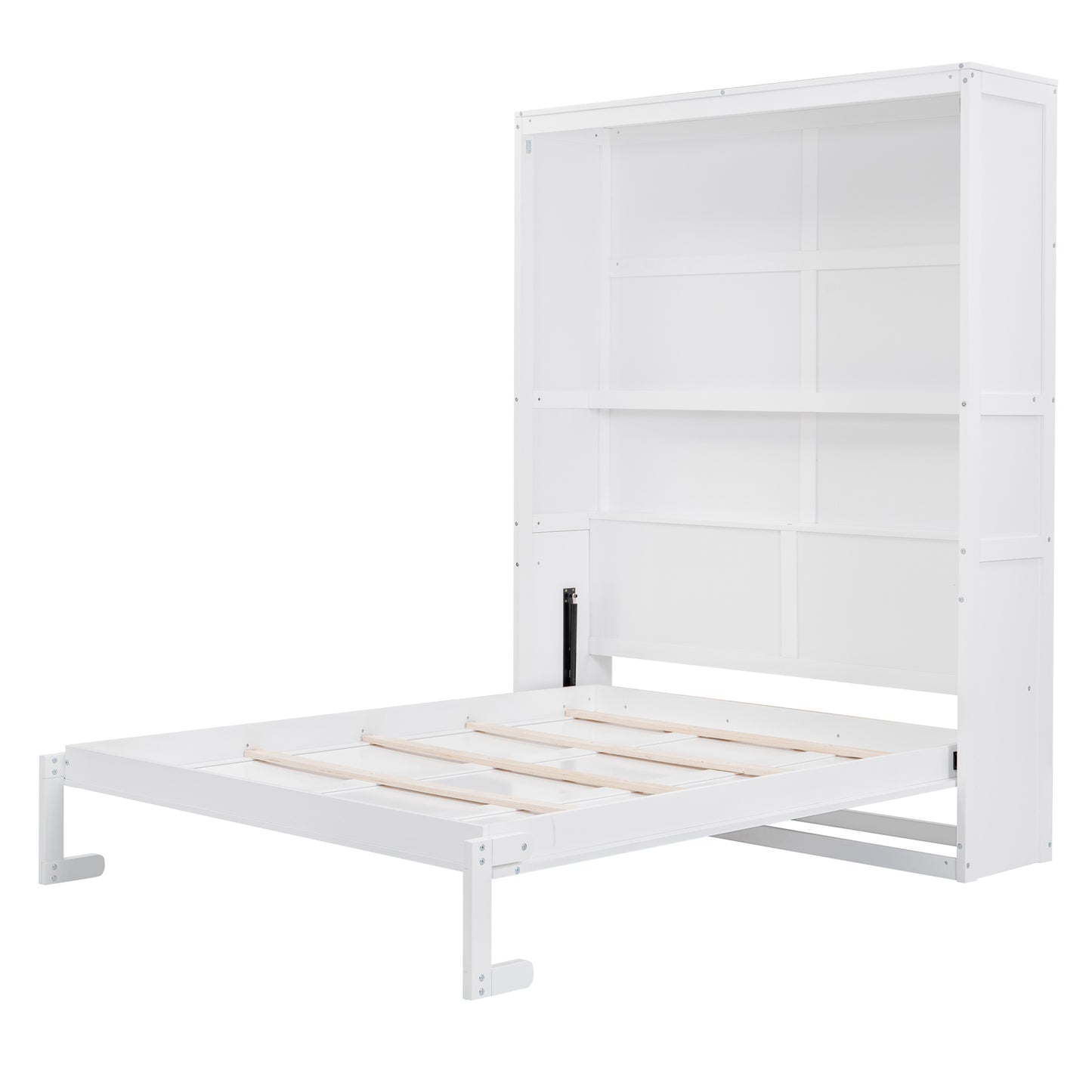 Queen Size Murphy Bed Wall Bed with Shelves,White