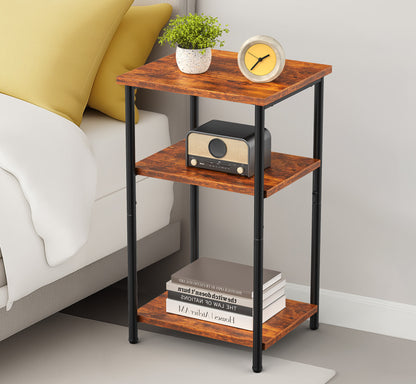 3-Tier End Table Side Table with Adjustable Feet,Small Nightstand Space-Saving for Bedroom Living Room Office