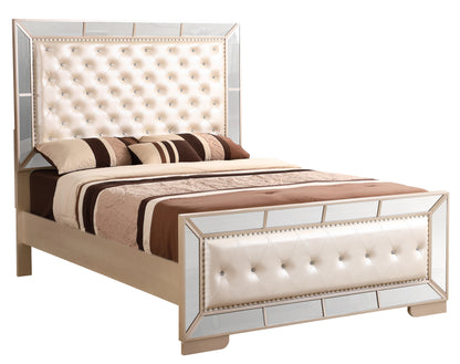 Stylish Contemporary King Bed In Pearl Finish