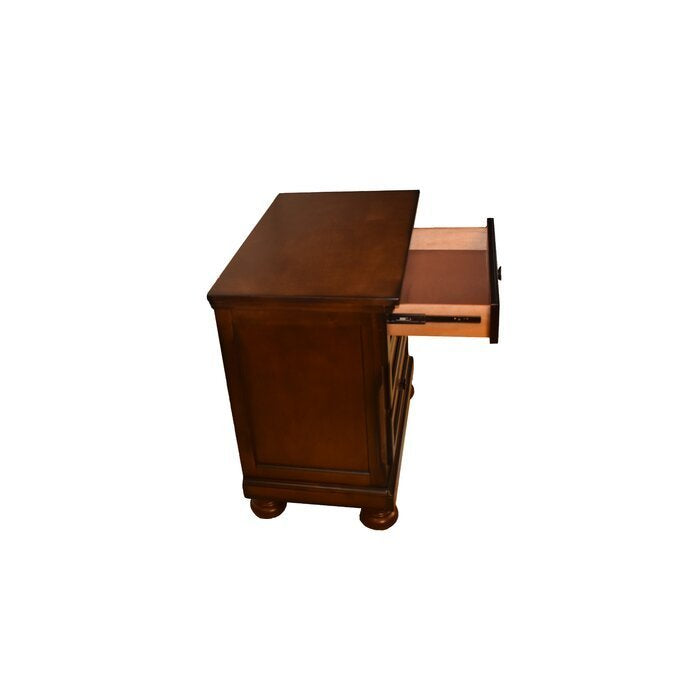 Wood Nightstand with Hidden Jewelry Drawer in Dark Walnut