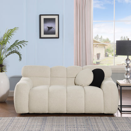 64.96 length ,35.83" deepth ,human body structure for USA people,  marshmallow sofa,boucle sofa ,2  seater, BEIGE  BOUCLE