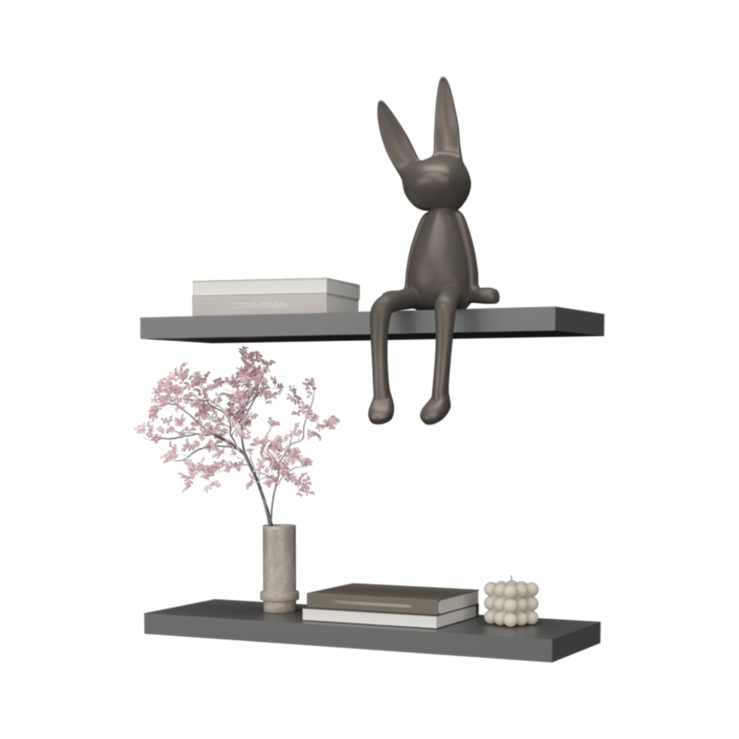 Iva Floating Shelf in Melamine x2, Matt Grey