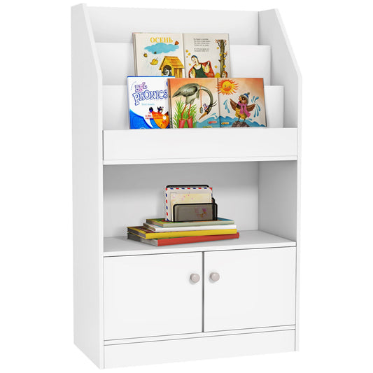 Qaba Toy Storage Cabinet, Kids Bookcase Children's Bookshelf for Kids Room, Bedroom, Playroom, Nursery, White