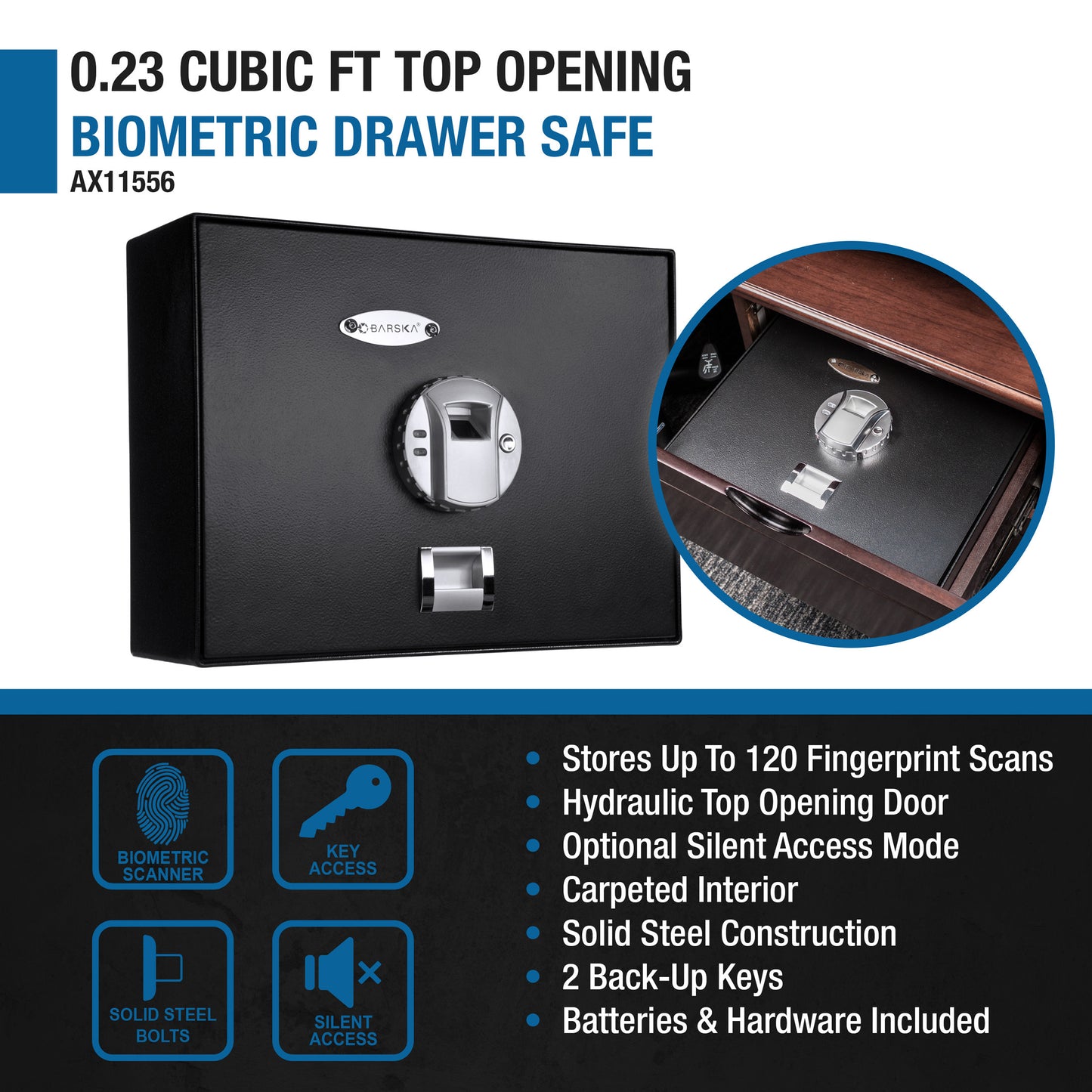 0 23 Cu Ft Top Opening Biometric Security Safe