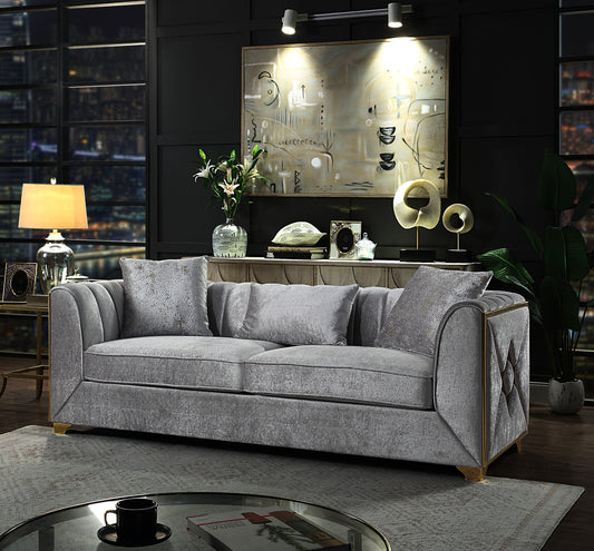 Velencia Modern Style Sofa made with wood in Silver