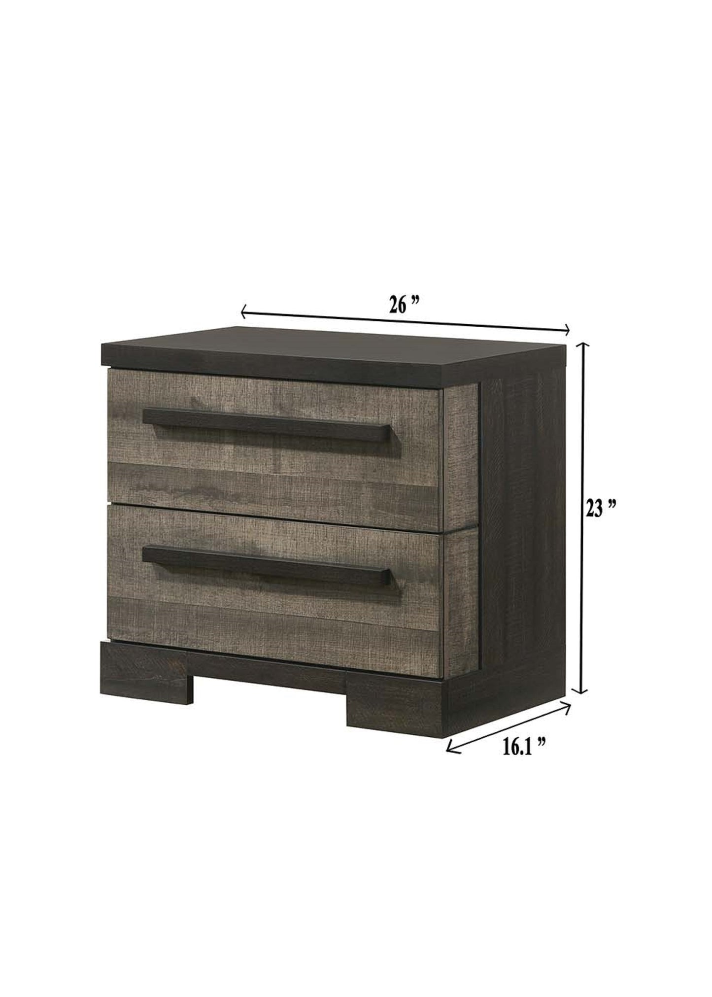 1pc Contemporary 2-Drawer Nightstand Brown Gray Finish Wooden Bedroom Furniture