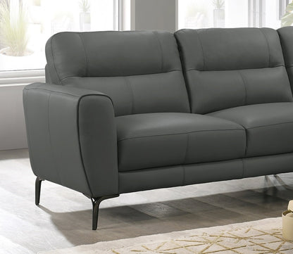 Top Grain Leather Anthracite 2pc Sectional Set Right Facing Chaise Left Facing Sofa Living Room Furniture