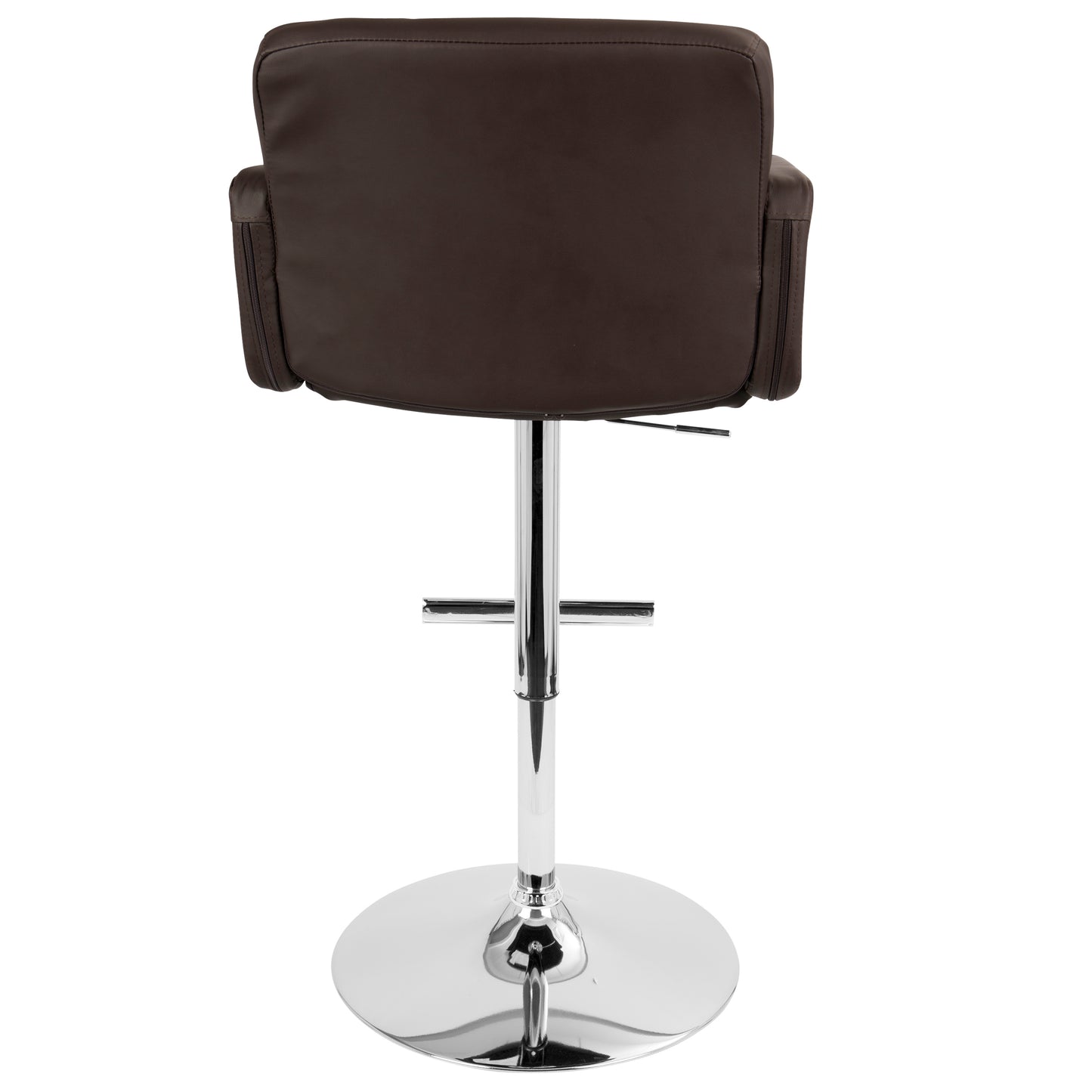 Stout Contemporary Adjustable Barstool with Swivel and Brown Faux Leather by LumiSource