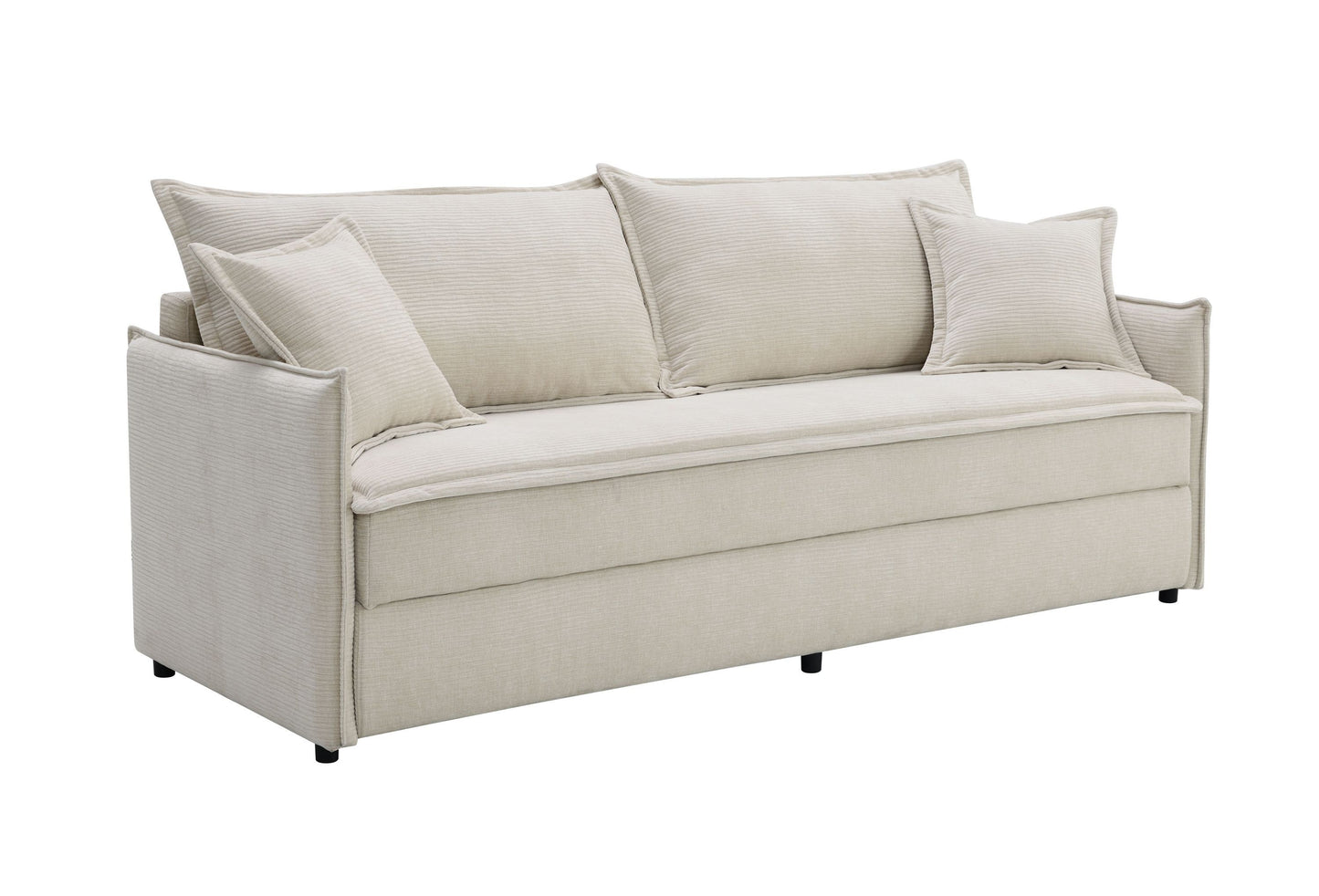 Elisea Beige Fabric Sleeper Sectional Sofa w/ 2 Toss Pillows