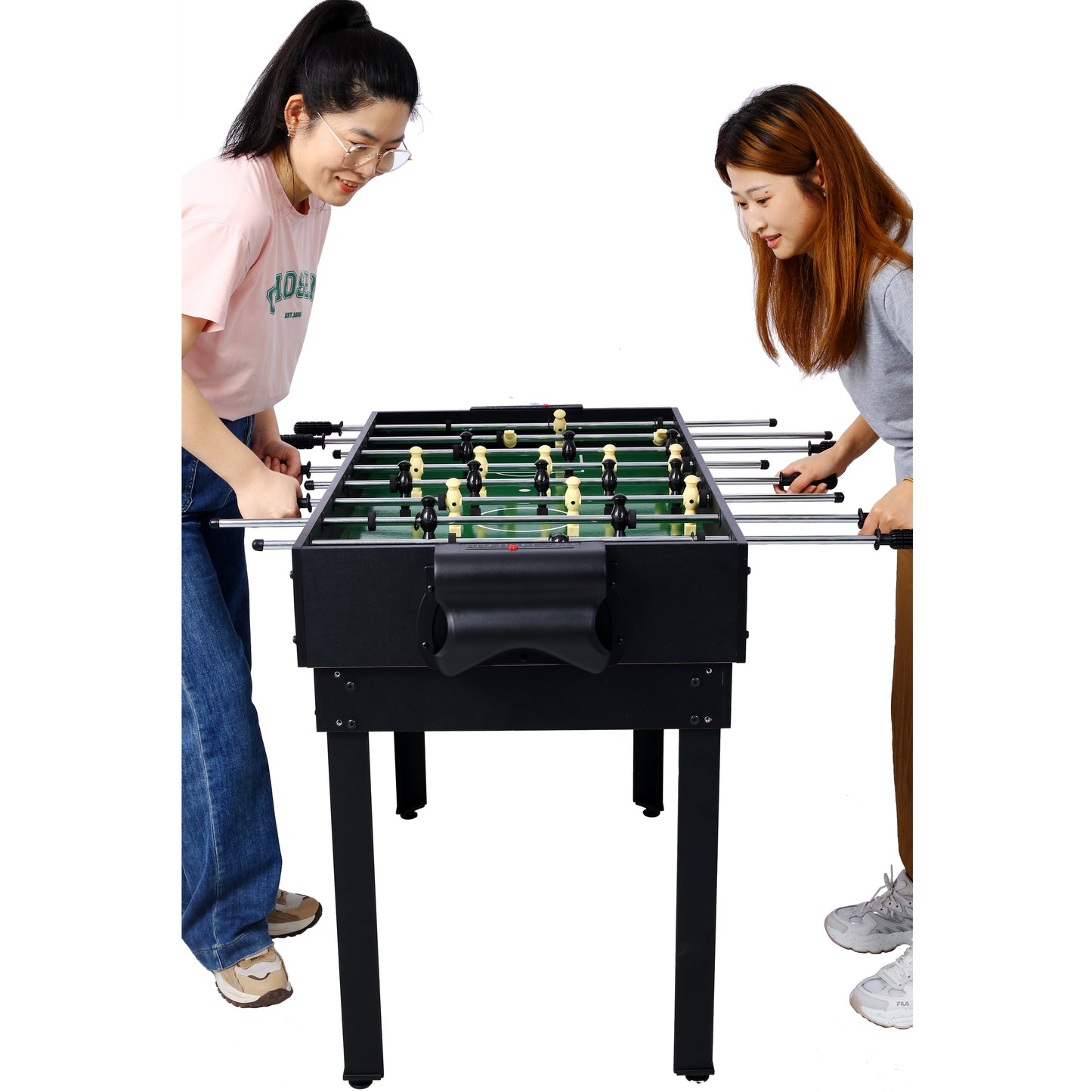 5-in-1 Multi-Game Table - Billiards, Push Hockey, Foosball, Ping Pong, and Basketball black/blue