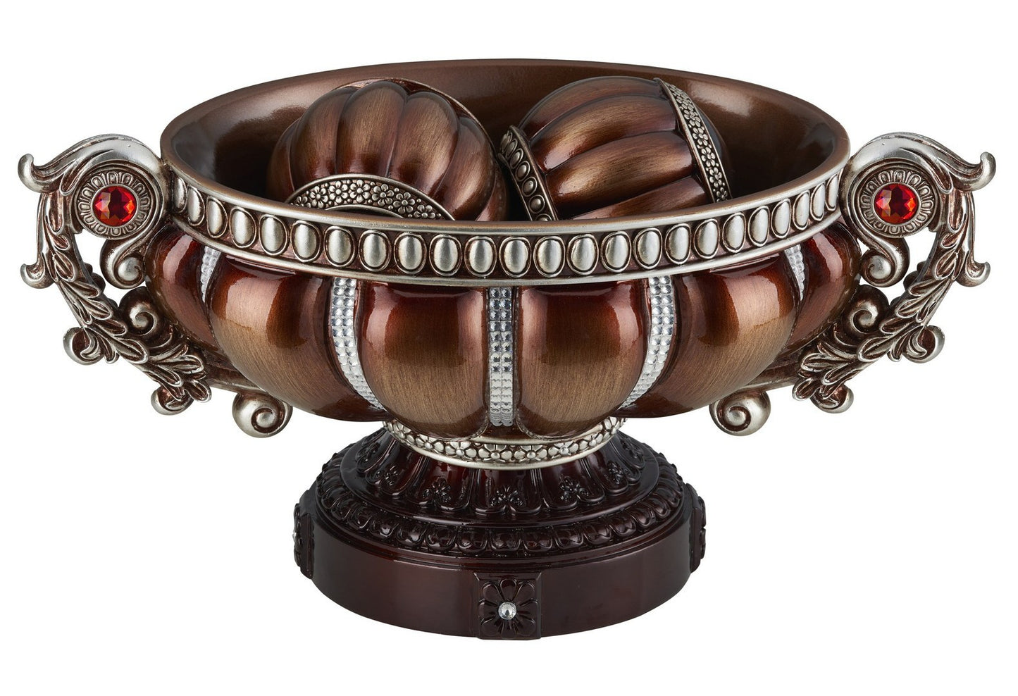 8.75' Tall 'Delicata' Footed Decorative Bowl, Bronze with Silver Accents