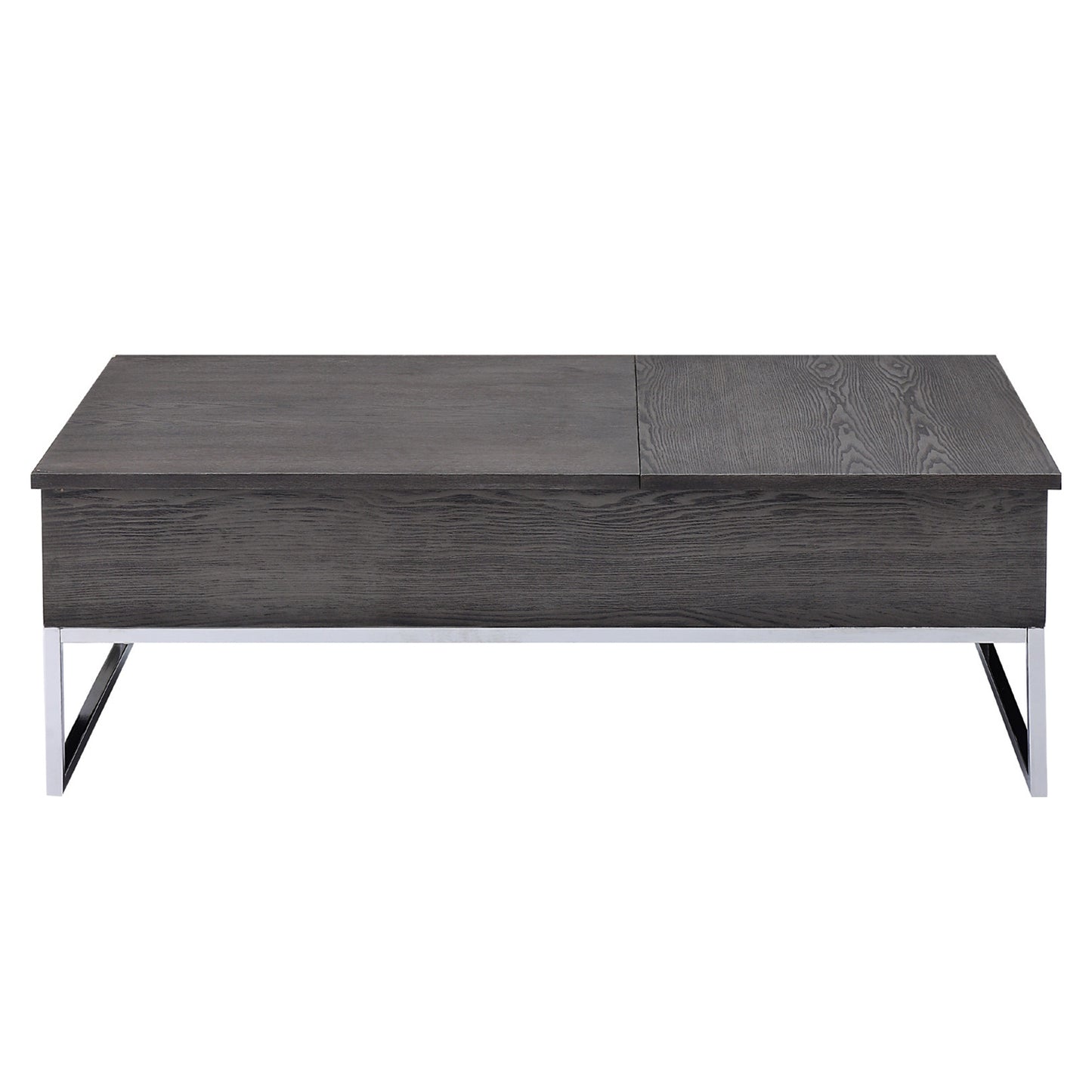 Rectangular Coffee Table with Lift Top, Gray Oak and Chrome