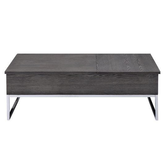 Rectangular Coffee Table with Lift Top, Gray Oak and Chrome