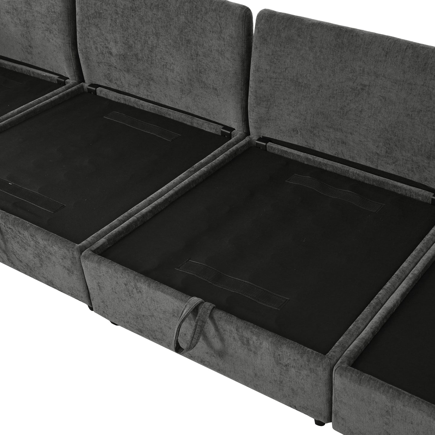 Mirod 126'' Versatile 6-Piece Modular Sofa Bed with Storage,Stylish Faux Double-Layer Cushions,Comfortable & Durable Design,Perfect for Any Living Space