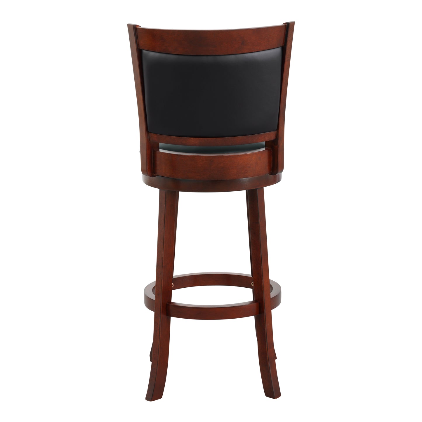 Comfortable Swivel Pub Height Chair 1pc Dark Cherry Finish Faux Leather Upholstery Solid Wood Furniture, Swivel Bar Chair