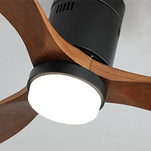 52 Inch Indoor Ceiling Fan With Lights 3 Solid Wood Fan Blade Noiseless Reversible Motor Remote Control With Light